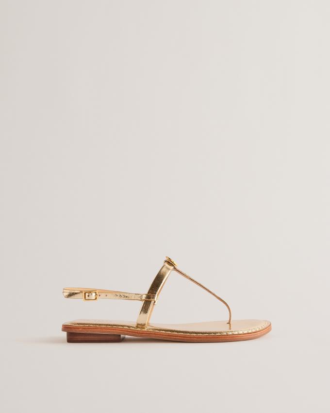 Sandale Ted Baker T-Strap With Coin Detail Doré Femme | FLZ-87847139